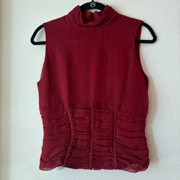 Carmen Marc Valvo Tops - EUC 100% Silk Carmen Marc Valvo Red Sleeveless Top Corset - Like Detail Size 8